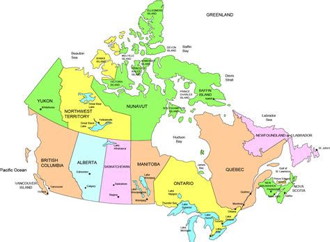 USA and Canada map .